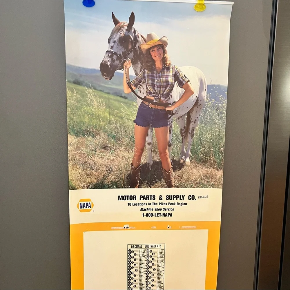 Vintage 1980s? PINUP Napa Auto Parts Service Calendar 16X33.25